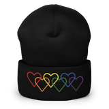 Pride Beanie: Interlaced Heart Outlines Embroidered Hat