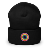 Embroidered Beanie: Gilbert Baker Pride Ring Emblem Design