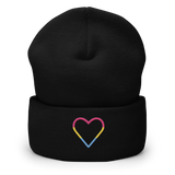 Pansexual Heart Beanie: Embroidered Pride Hat