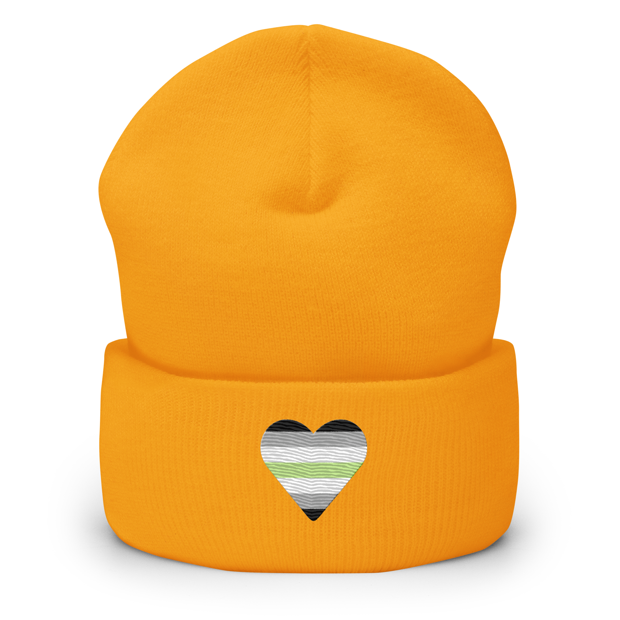 Agender Flag Embroidered Heart Beanie: Celebratory LGBTQ+ Pride Design