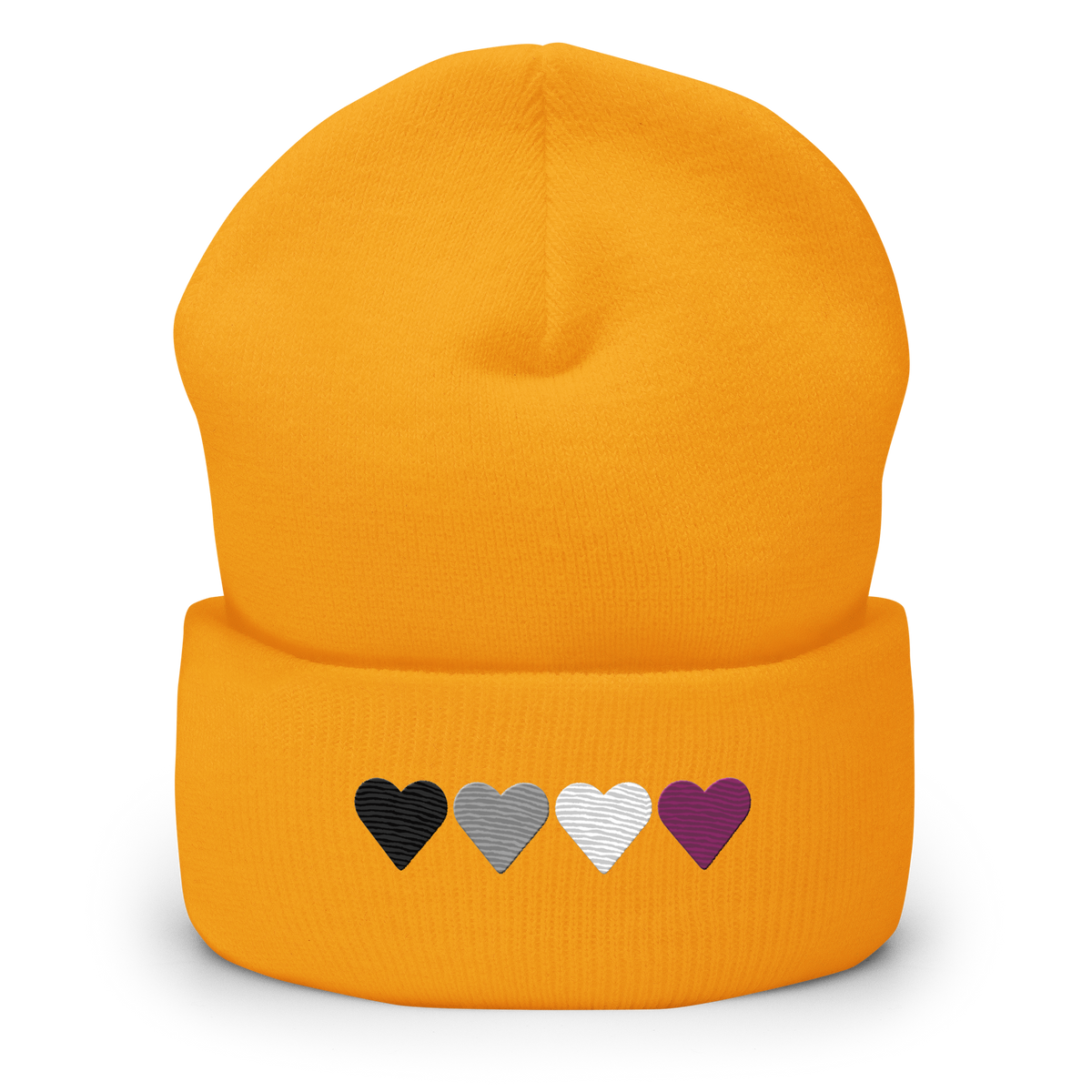 Embroidered Asexual Beanie: Pride Flag Horizontal Heart Design