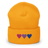 Embroidered Bisexual Beanie: Pride Flag Horizontal Heart Design