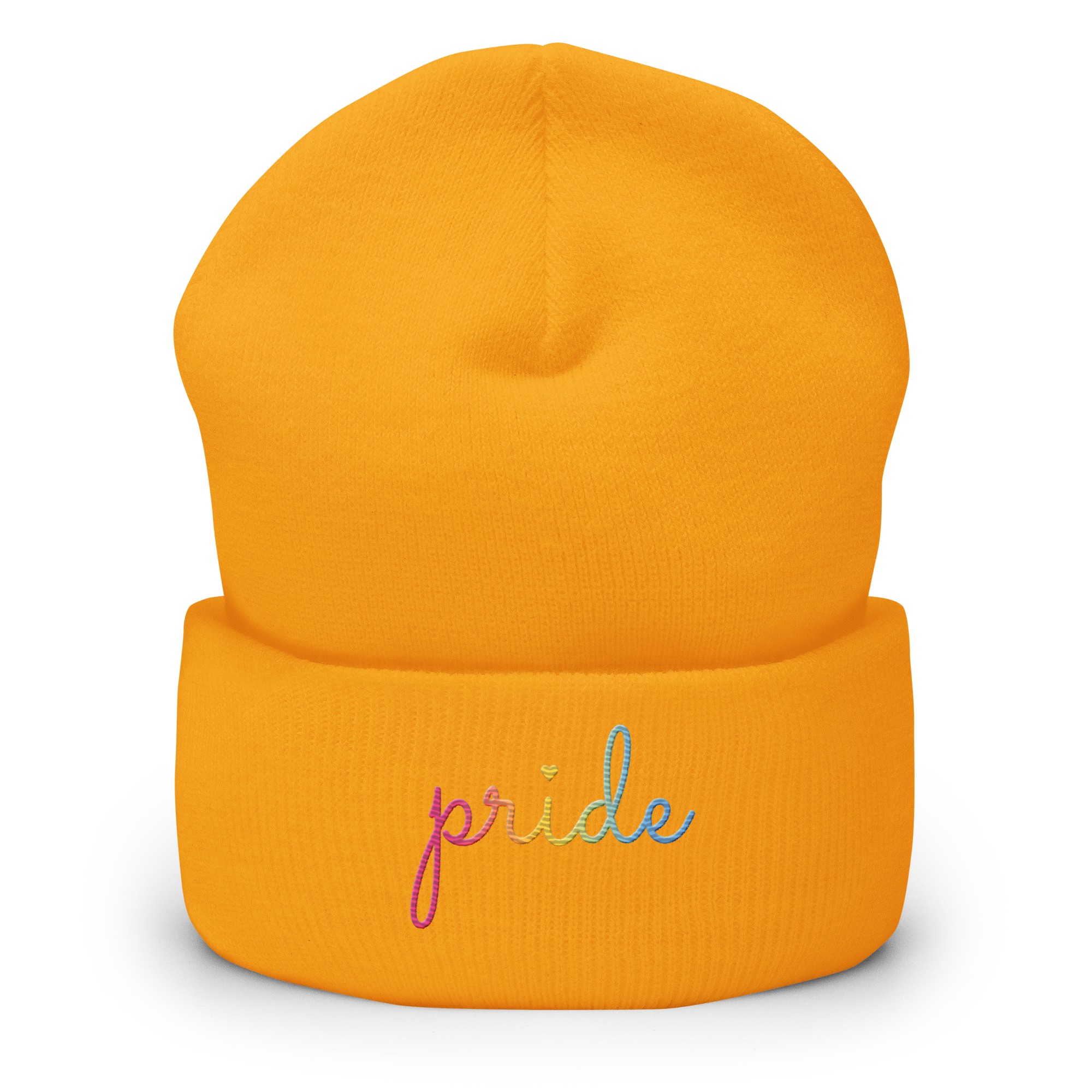 Pansexual Pride Beanie: Cursive 'Pride' in Gradient Colors