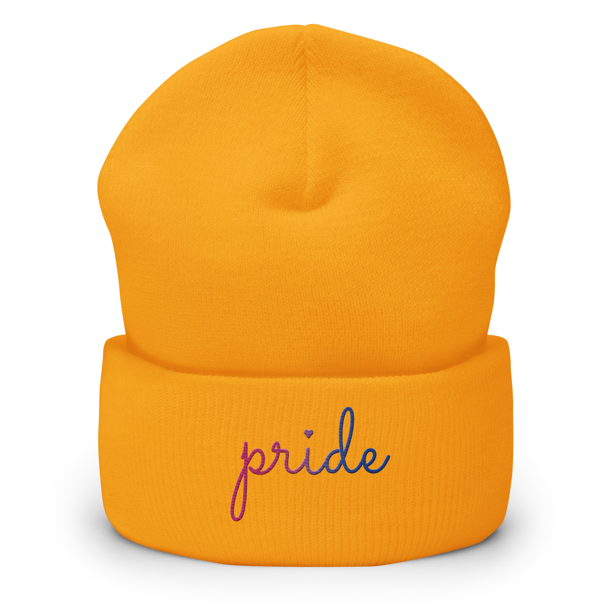 Bisexual Pride Beanie: Cursive 'Pride' in Gradient Colors