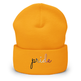 Asexual Pride Beanie: Cursive 'Pride' in Gradient Colors