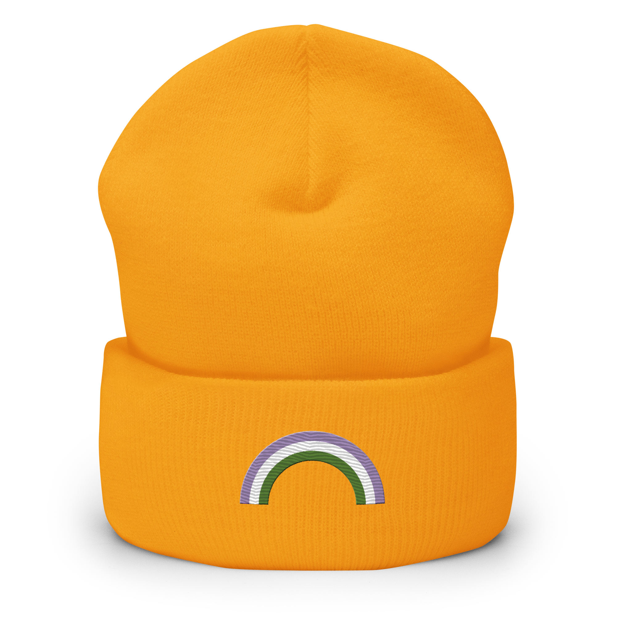 Embroidered Genderqueer Rainbow Beanie: Pride Flag LGBTQ+ Design