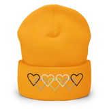 Agender Pride Beanie: Interlaced Heart Outlines Embroidered Hat