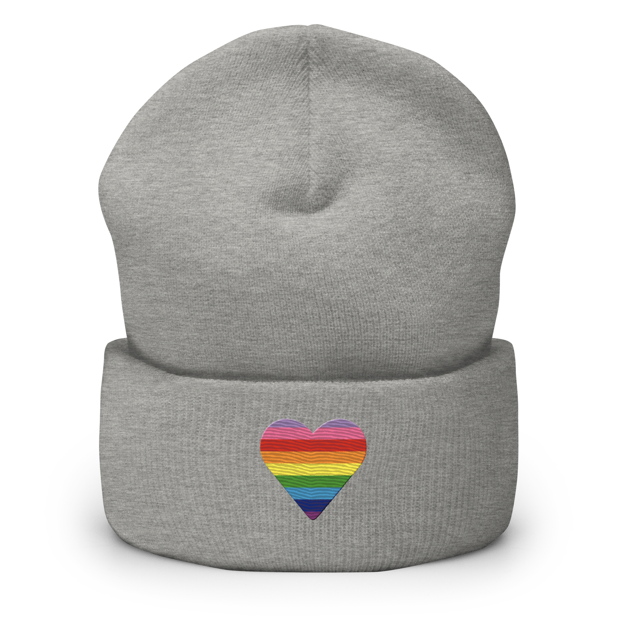 Gilbert Baker Pride Flag Embroidered Heart Beanie: Celebratory LGBTQ+ Pride Design