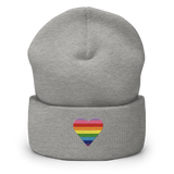 Gilbert Baker Pride Flag Embroidered Heart Beanie: Celebratory LGBTQ+ Pride Design