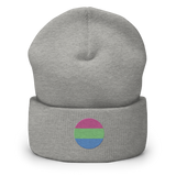 Polysexual Flag Embroidered Circle Beanie: Celebratory LGBTQ+ Pride Design