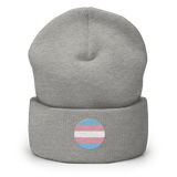 Transgender Flag Embroidered Circle Beanie: Celebratory LGBTQ+ Pride Design