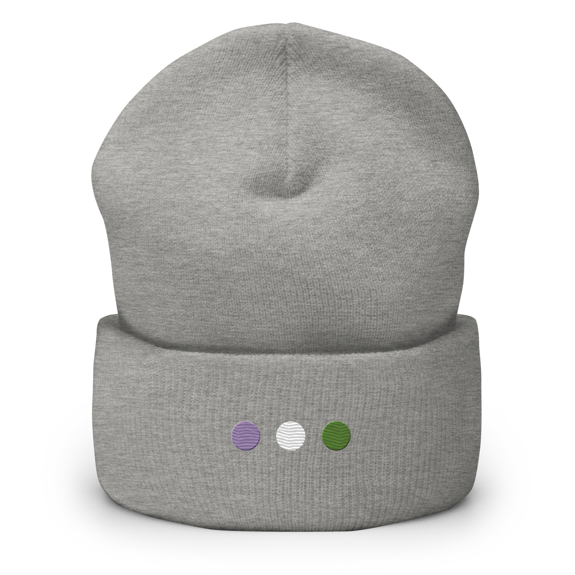 Embroidered Genderqueer Beanie: Pride Flag Horizontal Circle Design