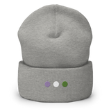 Embroidered Genderqueer Beanie: Pride Flag Horizontal Circle Design