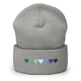 Embroidered Gay Pride Beanie: Pride Flag Horizontal Heart Design