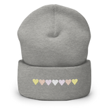 Embroidered Pangender Beanie: Pride Flag Horizontal Heart Design