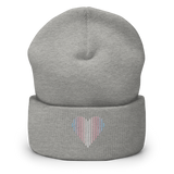 Transgender Heart Lines Beanie: Embroidered Pride Gradient Hat