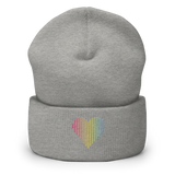 Pansexual Heart Lines Beanie: Embroidered Pride Gradient Hat