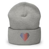 Polyamory Heart Lines Beanie: Embroidered Pride Gradient Hat