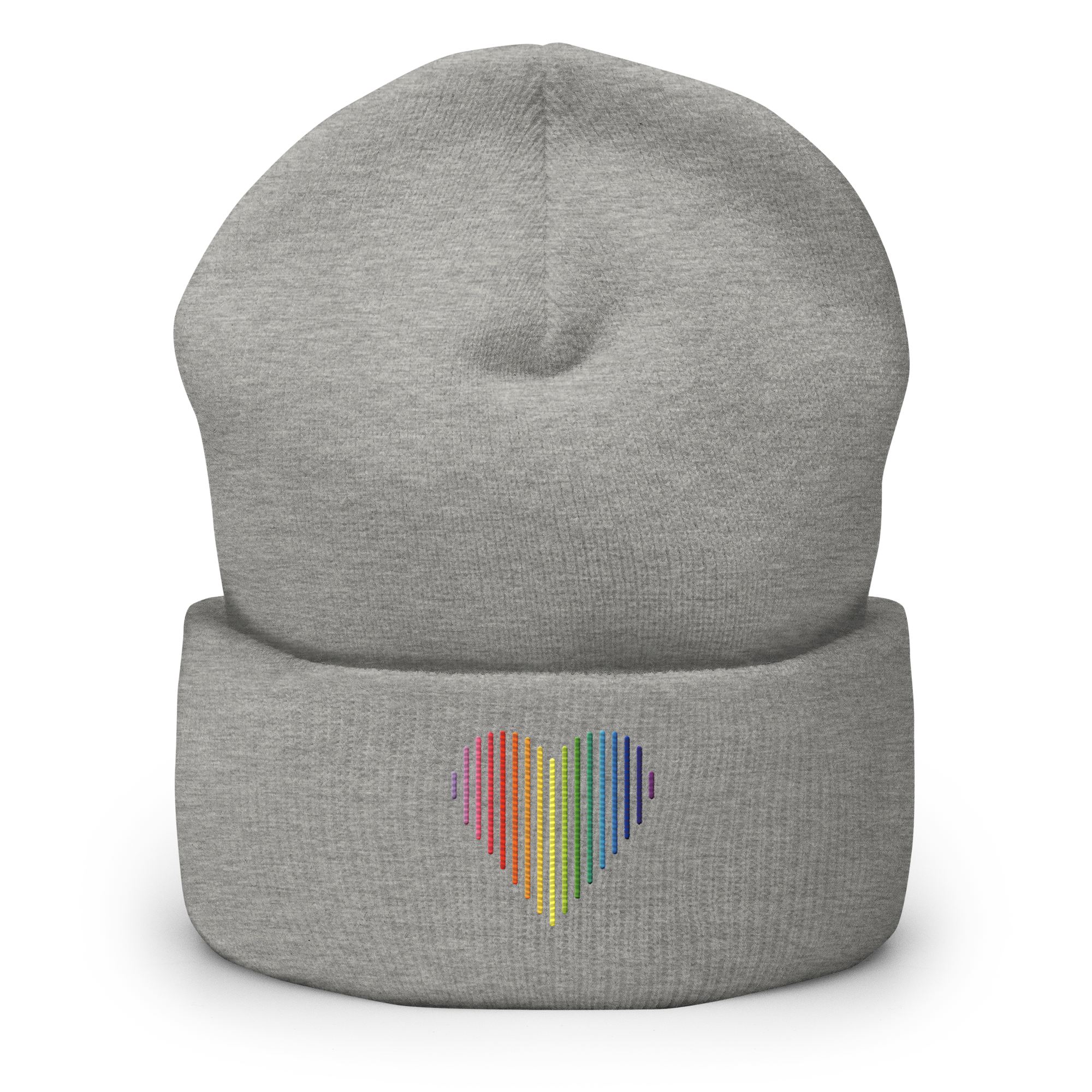 Gilbert Baker Pride Heart Lines Beanie: Embroidered Pride Gradient Hat