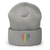 Gilbert Baker Pride Heart Lines Beanie: Embroidered Pride Gradient Hat