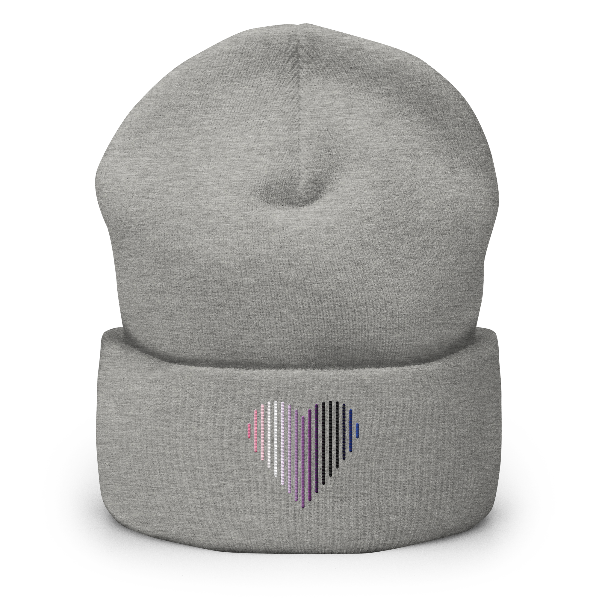 Genderfluid Heart Lines Beanie: Embroidered Pride Gradient Hat