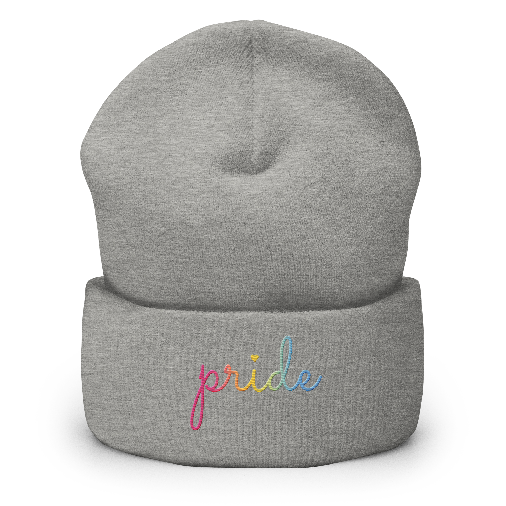 Pansexual Pride Beanie: Cursive 'Pride' in Gradient Colors