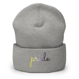 Nonbinary Pride Beanie: Cursive 'Pride' in Gradient Colors