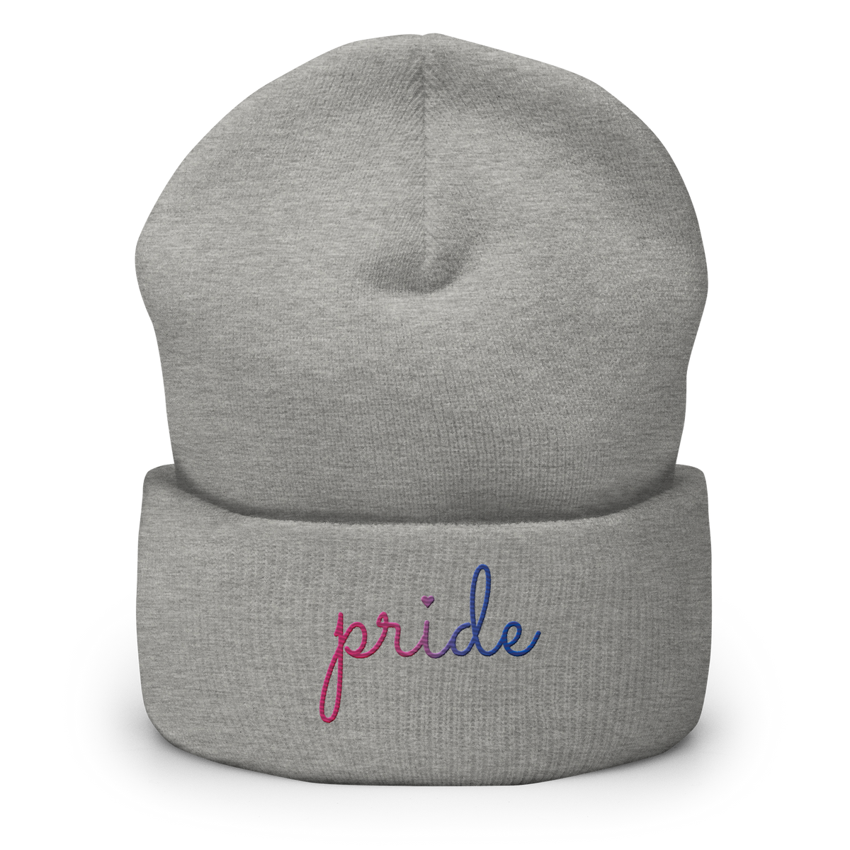 Bisexual Pride Beanie: Cursive 'Pride' in Gradient Colors