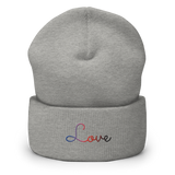 Polyamory Love Script Beanie: Ellegantly Embroidered Pride Hat