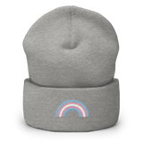 Embroidered Transgender Rainbow Beanie: Pride Flag LGBTQ+ Design