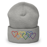 Pride Beanie: Interlaced Heart Outlines Embroidered Hat