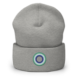 Embroidered Beanie: Gay Pride Ring Emblem Design