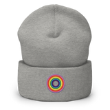 Embroidered Beanie: Gilbert Baker Pride Ring Emblem Design