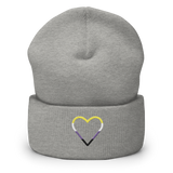 Nonbinary Heart Beanie: Embroidered Pride Hat