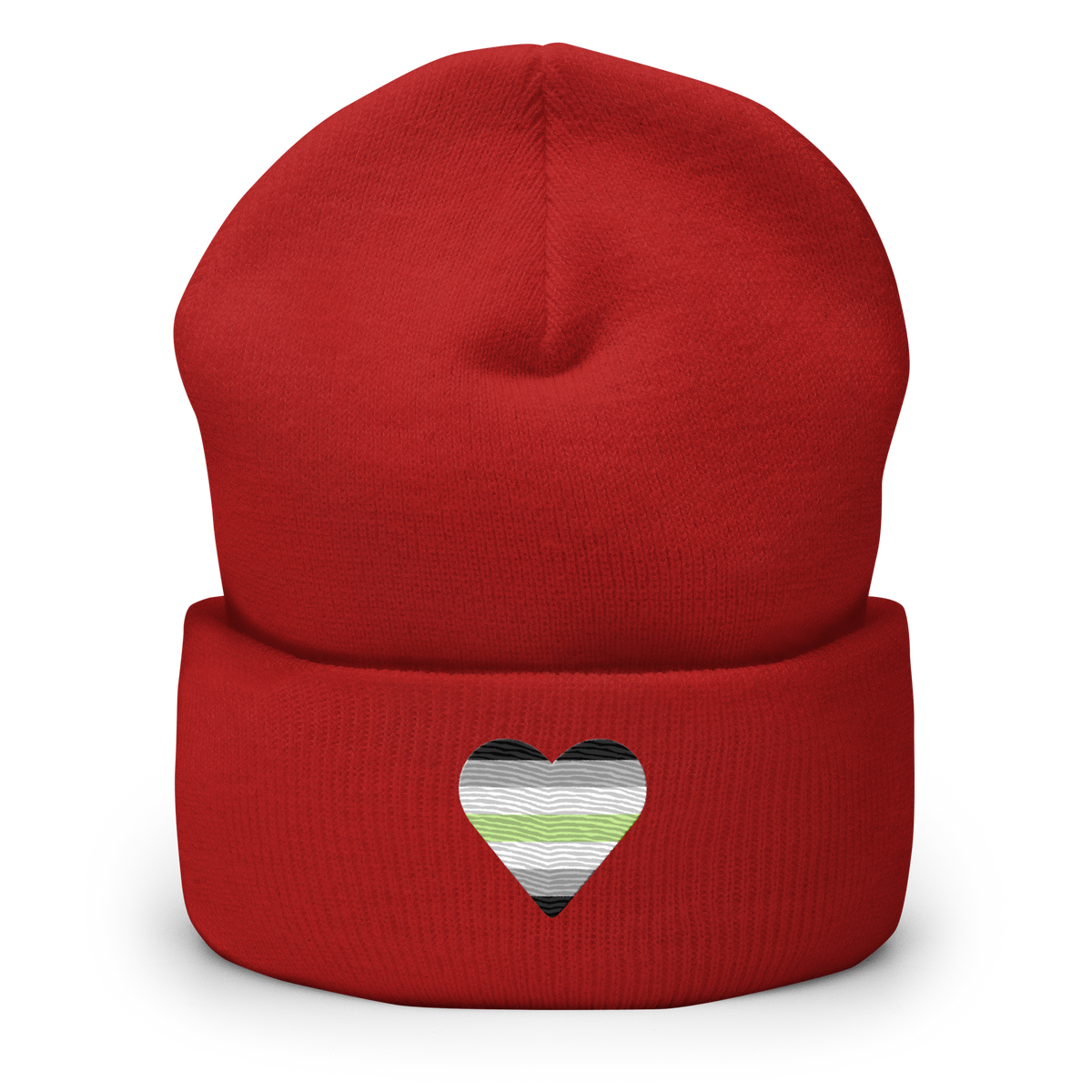 Agender Flag Embroidered Heart Beanie: Celebratory LGBTQ+ Pride Design