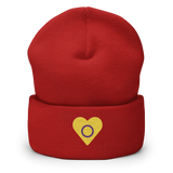 Intersex Flag Embroidered Heart Beanie: Celebratory LGBTQ+ Pride Design