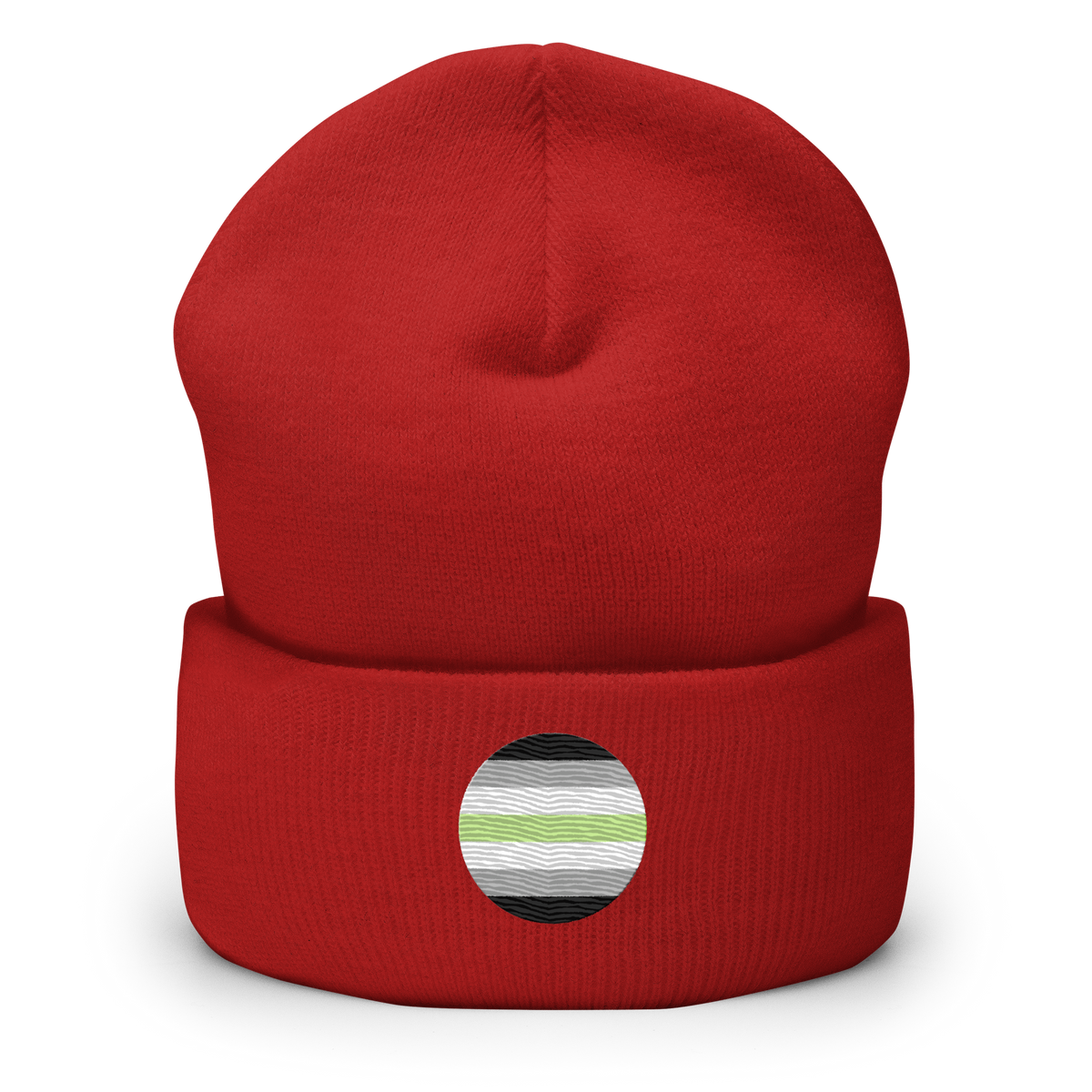 Agender Flag Embroidered Circle Beanie: Celebratory LGBTQ+ Pride Design