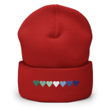 Embroidered Gay Pride Beanie: Pride Flag Horizontal Heart Design