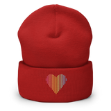 Pansexual Heart Lines Beanie: Embroidered Pride Gradient Hat