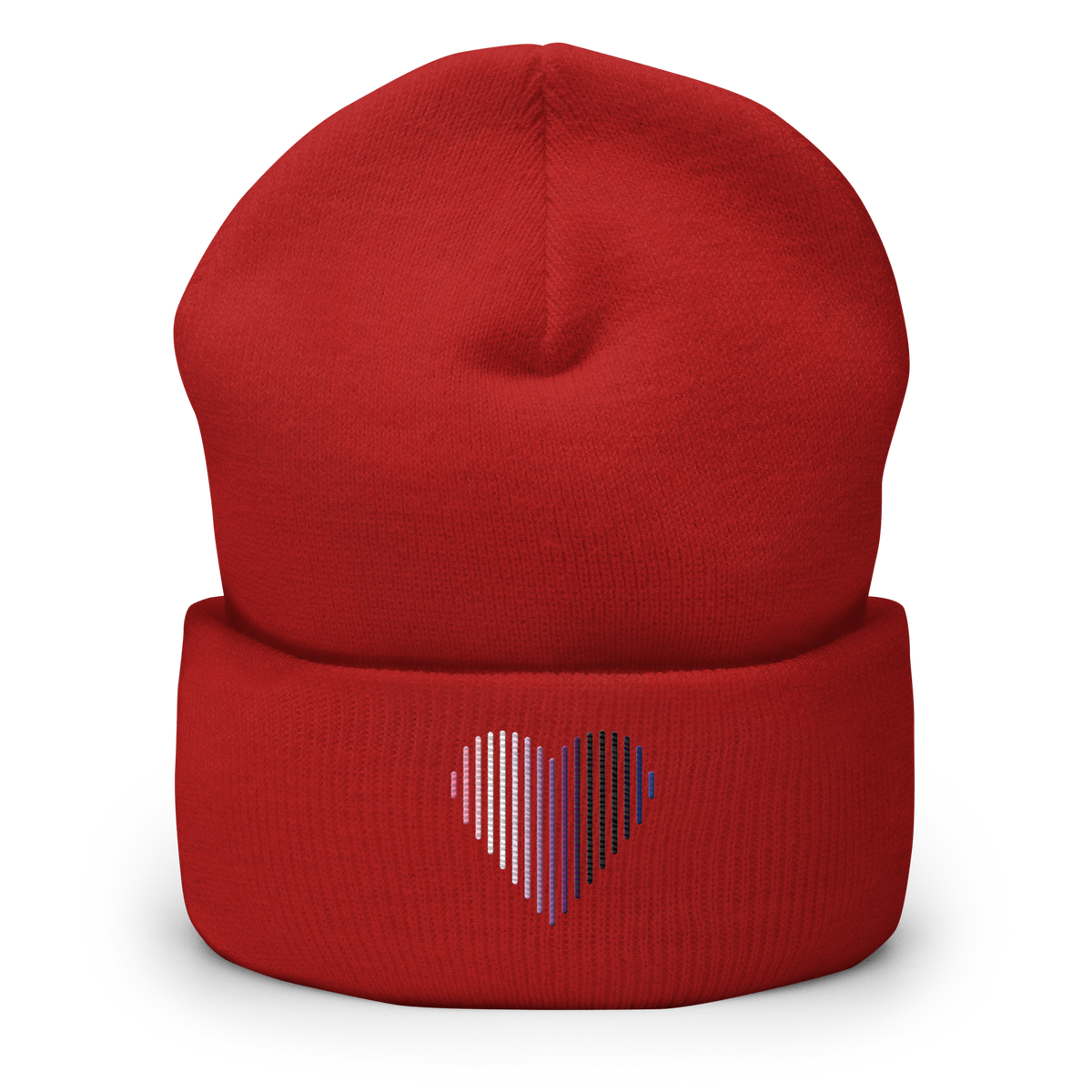 Genderfluid Heart Lines Beanie: Embroidered Pride Gradient Hat