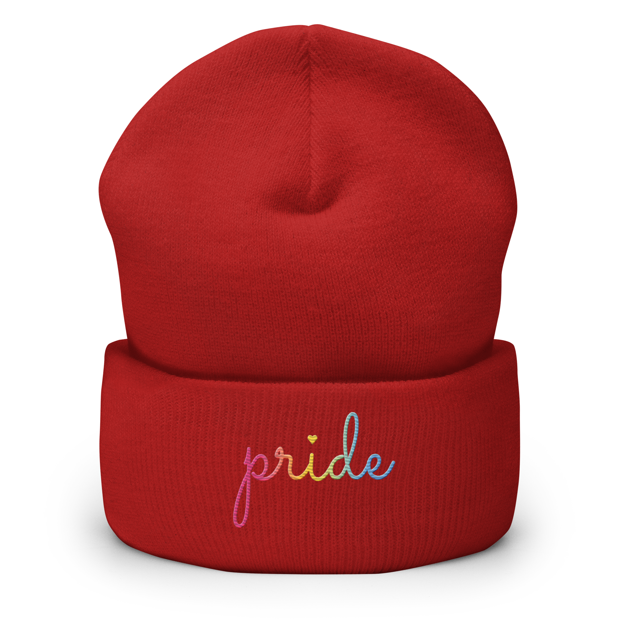 Pansexual Pride Beanie: Cursive 'Pride' in Gradient Colors