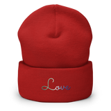 Gay Pride Love Script Beanie: Ellegantly Embroidered Pride Hat