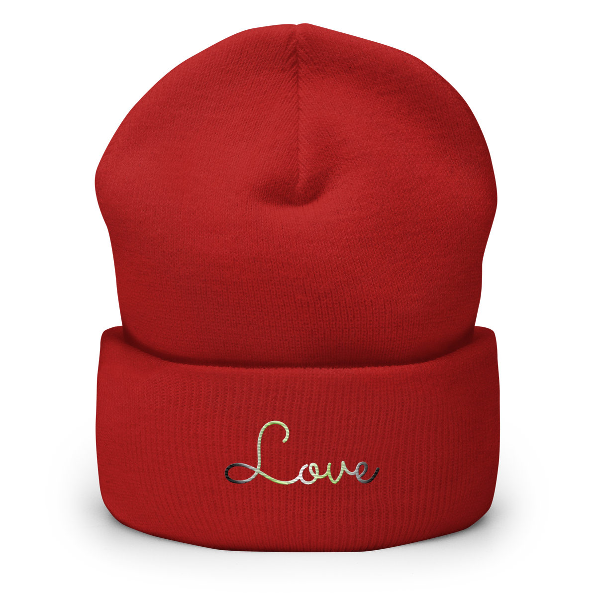 Agender Love Script Beanie: Ellegantly Embroidered Pride Hat