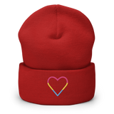 Pansexual Heart Beanie: Embroidered Pride Hat