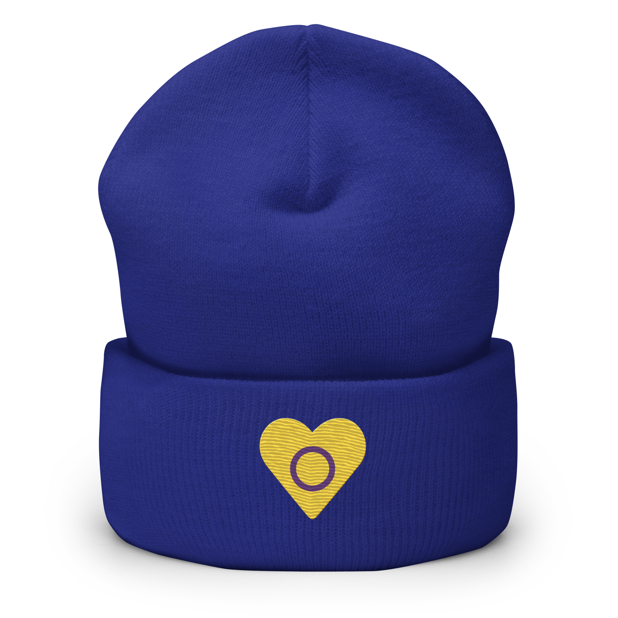 Intersex Flag Embroidered Heart Beanie: Celebratory LGBTQ+ Pride Design