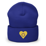 Intersex Flag Embroidered Heart Beanie: Celebratory LGBTQ+ Pride Design