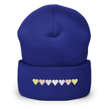 Embroidered Pangender Beanie: Pride Flag Horizontal Heart Design