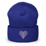 Transgender Heart Lines Beanie: Embroidered Pride Gradient Hat