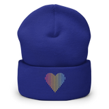 Pansexual Heart Lines Beanie: Embroidered Pride Gradient Hat