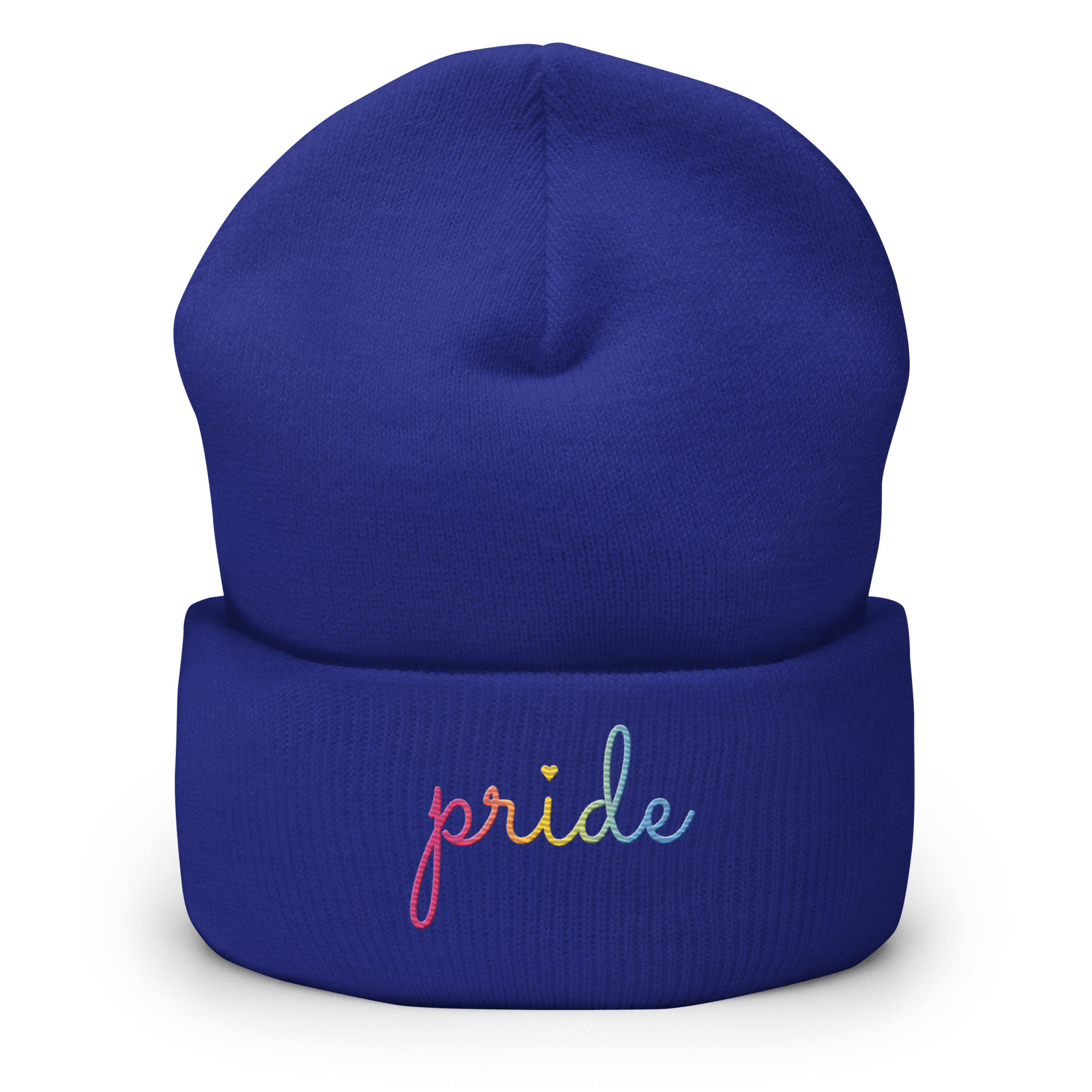 Pansexual Pride Beanie: Cursive 'Pride' in Gradient Colors